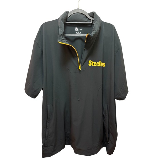 Nike Pittsburgh Steelers NFL Mens 2XL Black Quarter Zip Short Sleeve Windbreaker - Picture 9 of 9
